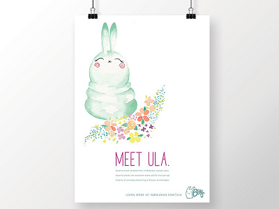 illustrated poster: ula for buns advertising character color cute design graphic design illustration layout poster