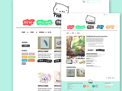 online-shop website concept: thangs brand branding colorful concept digital illustration logo online shop pastels ui web design website