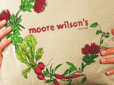 Merry Christmas from Moore Wilson's! botanical botanical drawing botanical illustration christmas christmas wreath design floral floral drawing flower drawing flowers illustration plant drawing plants tote bag design vegetable drawing vegetables