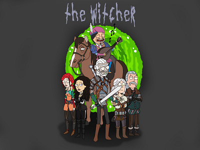 The Witcher Rick and Morty Style (Game) branding character design digital draw drawing illustration minimal tutorial