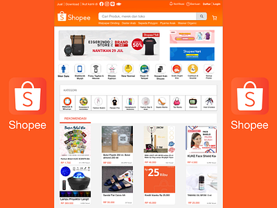 Learning Design Home Shopee 3d adobe xd animation branding design graphic design homepage design logo motion graphics online shop shop shop design shopee ui