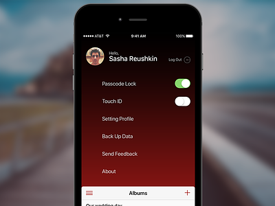 Navigation - My Albums iOS app design ios iphone menu nav navigation photo profile sidebar ui ux