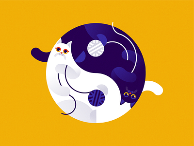 Yin & Yang 2d adobe illustrator artwork branding cats editorial illustration flat design illustration logo vector vector art