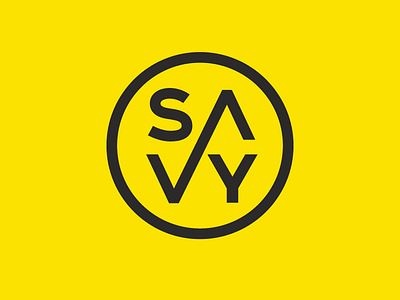 SAVY circle logo monoline type wordmark yellow