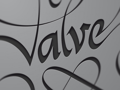 Valve black and white calligraphy gray illustration lettering typography vector