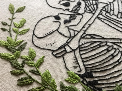 Til Death Do Us Part embroidery embroidery hoop handcrafted love skeletons