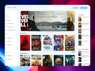 MOVIE CLUB Landing Page animation design graphic design ui