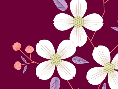 dogwood print floral illustration print surface design vector