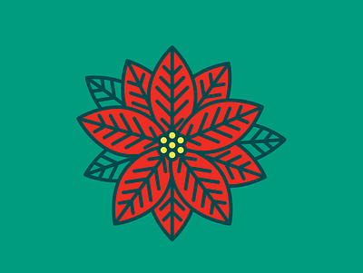 Poinsettia floral icon illustration surface design