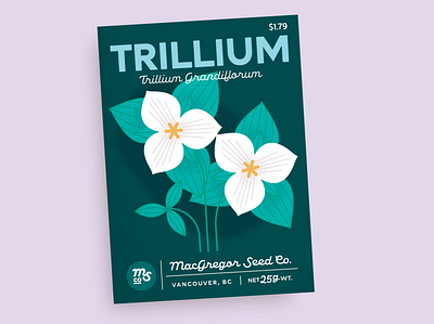 Trillium Seed Packet design floral illustration vector
