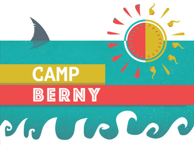 Camp Berny camp fun illustration shark summer sun watermelon waves