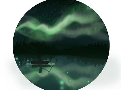 AURORA BOREALIS aurora borealis design drawing green illustraion landscape nature