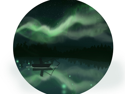 AURORA BOREALIS aurora borealis design drawing green illustraion landscape nature