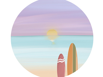 PASTEL BEACH beach illustration landscape pastel color summer sunset