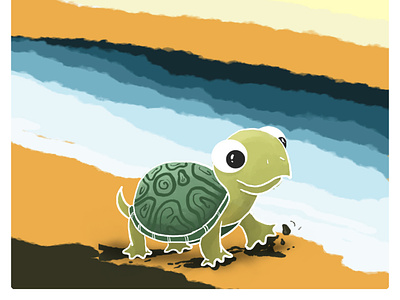 Take it slow bud. artwork beach design doodle illustration landscape turtle