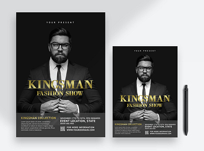 Kingsman Fashion dark elegant fashion flyer minimalist poster print print template template