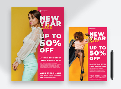 New Year Sale Poster and Flyer colors design dress elegant fashion flyer minimalist poster print print design print templates