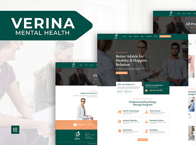Verina - Mental Health Elementor Template Kit element elementor health mentalhealth ui uidesign uiux ux uxdesign web webdesign website