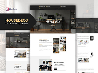 Housedeco Interior Design Web Template elegant element elementor ui uidesign uiux ux uxdesign webdesign website