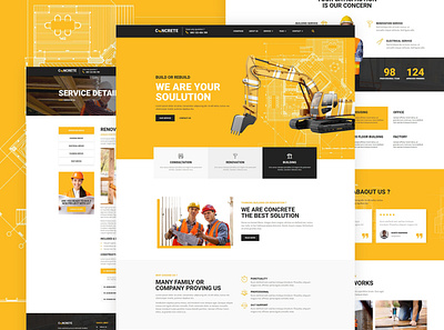 Concrete Construciton Web Design agency company design minimalist modren ui uiux ux webdesign website wordpress