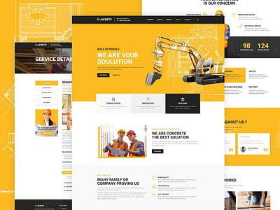 Concrete Construciton Web Design agency company design minimalist modren ui uiux ux webdesign website wordpress