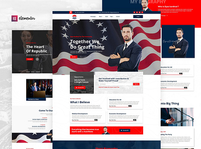 Candidate Web Design blue candidate design modren politic red ui uiux ux webdesign website