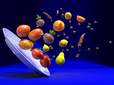 A plate full of goodness! 3d 3dart 3dartist adobe adobe dimension adobe photoshop digital art digital render fruits fruity graphicdesign health illustration veggies