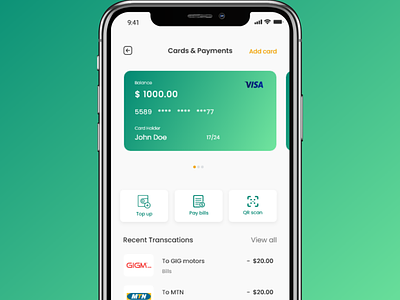 Cards & Payment UI design