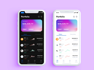 Lite & dark Mode blockchain Wallet UI blockchain design blockchain designer blockchain wallet ui cryptowallet dark mode fintcech lite mode wallet mobile wallet nft product design visual design wallet