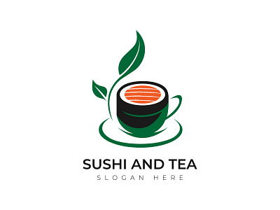 sushi and tea logo design abstract branding concept design design green logo orange sushi logo tea logo