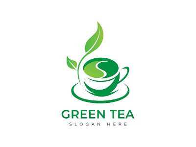 Logo Green Tea Design Cafe And Restaurant abstract branding cafe concept design design drink food ice illustration logo restaurant tea vector