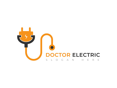 Logo Doctor Electric Design For Energy Company abstract branding company concept design design doctor energy graphic design illustration logo stethoscope vector