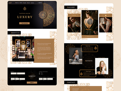 Tattoo Salon Landing Page UI UX Design design landing page tattoo tattoo art tattoo design ui ux website