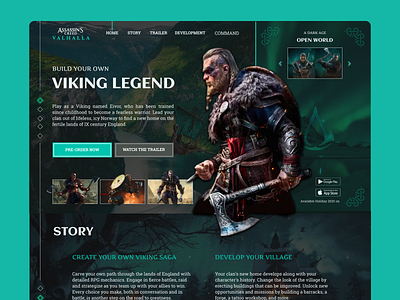 Assassins Creed Valhalla Landing Page UI UX Design assassins creed design designer landing landing page design page ui ux valhalla website