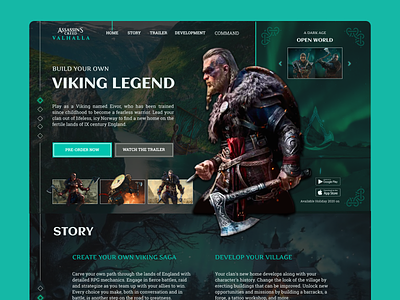 Gaming Website UI Landing Page AC Valhalla