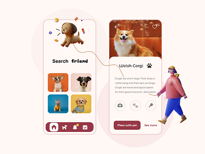 Search friend | Dog | Mobile App UI UX Design