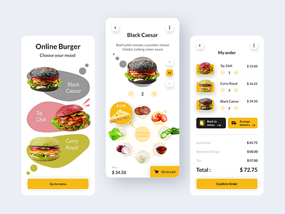 Burger | Online Food App | UI UX Design app burger colorful design designer food food app menu mobile mobile app online store order ui ui ux ux