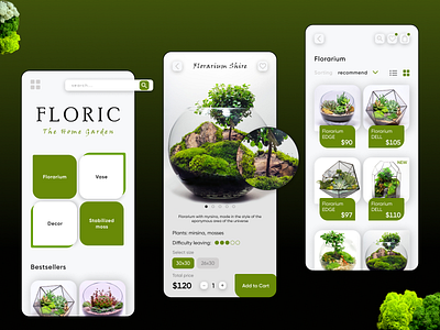 Florarium Shop Mobile UX UI Design design designer flora floral design florarium green mobile shop shopping ui ui ux ux website