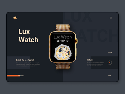 Brikk Apple Lux Watch WebSite | Dakr Theme | UI UX Design apple brikk dark dark theme dark ui design designer lux luxury shop ui ui ux ux watch watchdesign webdesign website