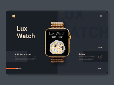 Brikk Apple Lux Watch WebSite | Dakr Theme | UI UX Design