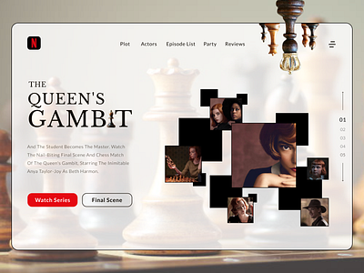 The Queens Gambit | NETFLIX | Website UI UX Design chess chessboard design designer gambit master match netflix queens student ui ui ux ux webdesign website