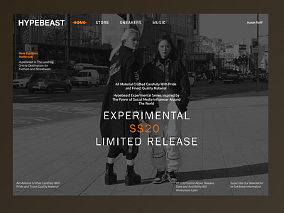 Hypebeast New Release design landing page ui ux web