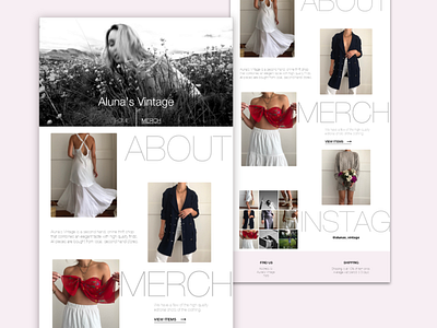 Aluna's Vintage minimalist store design ui ux webdesign