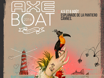 AXE BOAT FESTIVAL 02 electro festival hand draw illustration music poster