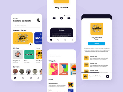 Podcast application design minimal podcast podcasting ui uiux