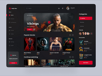 Movie streaming ui app application design case study design desktop graphic design illustration minimal mobile movie movie streaming netflix new streaming ui uiux user experience user interface ux web