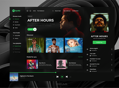 Spotify Redesign app application design design desktop logo minimal movie streaming music music app music web redesign spotify streaming ui uiux ux web ui