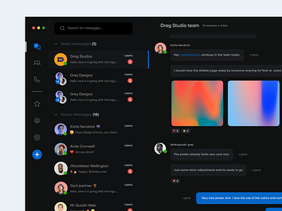 Messenger Dashboard App dark mode