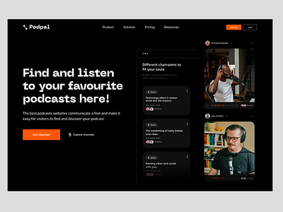 Podcasting landing page app application design branding dashboard design landing page minimal music podcast stream ui uiux ux website