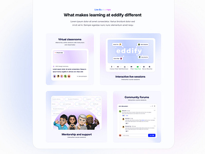 Landing page section bootcamps classes dashboard e learning edu education hero landing page minimal modal modals ui uiux ux web design webflow website zoom